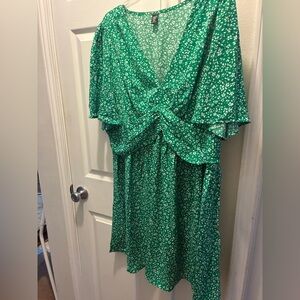 SHEIN Green Floral Midi Dress